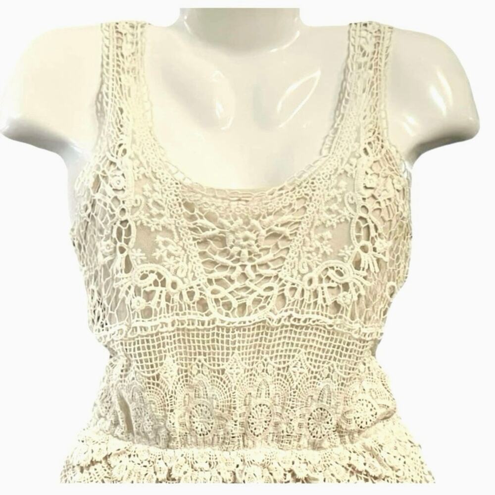 Willow & Clay Women's Cream Crochet Pleated Skirt Lined Mini Dress SZ XS NWT - Picture 3 of 13